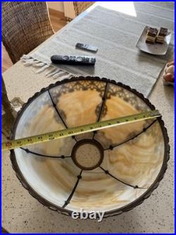 Slag Glass Shade Table Lamp Salem Brothers 1920s