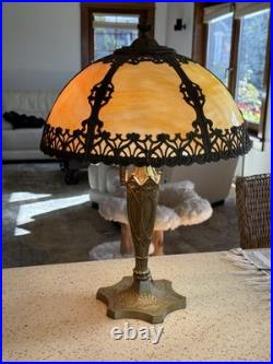 Slag Glass Shade Table Lamp Salem Brothers 1920s