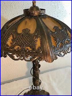 Slag Lamp 6-curved panel 1 light arms Vintage slag glass lamp