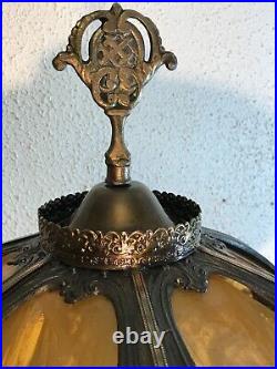 Slag Lamp 6-curved panel 1 light arms Vintage slag glass lamp