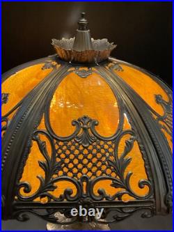 Slag Lamp 6-curved panel 1 light arms Vintage slag glass lamp