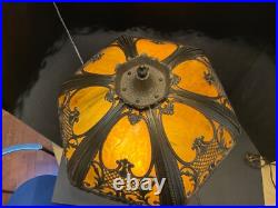 Slag Lamp 6-curved panel 1 light arms Vintage slag glass lamp