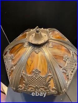 Slag Lamp 6-curved panel 1 light arms Vintage slag glass lamp