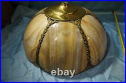 Slag Lampshade FREE SHIP Art Nouveau all glass and metal good lamp shade VGC
