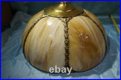 Slag Lampshade FREE SHIP Art Nouveau all glass and metal good lamp shade VGC
