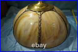 Slag Lampshade FREE SHIP Art Nouveau all glass and metal good lamp shade VGC