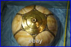 Slag Lampshade FREE SHIP Art Nouveau all glass and metal good lamp shade VGC