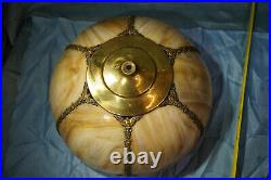 Slag Lampshade FREE SHIP Art Nouveau all glass and metal good lamp shade VGC