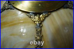Slag Lampshade FREE SHIP Art Nouveau all glass and metal good lamp shade VGC