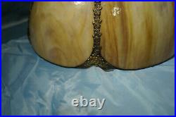 Slag Lampshade FREE SHIP Art Nouveau all glass and metal good lamp shade VGC