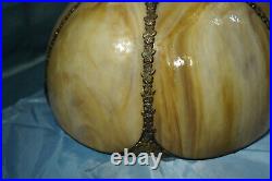 Slag Lampshade FREE SHIP Art Nouveau all glass and metal good lamp shade VGC