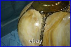 Slag Lampshade FREE SHIP Art Nouveau all glass and metal good lamp shade VGC