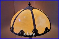 Slag Table Lamp Caramel Stain Glass 6 Panel Lamp Slag Table Lamp Caramel Stain Glass 6 Panel Lamp