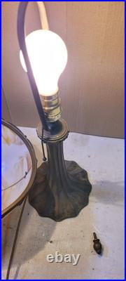 Slag Table Lamp Caramel Stain Glass 6 Panel Lamp