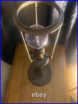 Slag Table Lamp Caramel Stain Glass 6 Panel Lamp Ornate Nouveau 22Antique-VTG