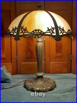Slag glass antique panel lamp circa 1900-1930