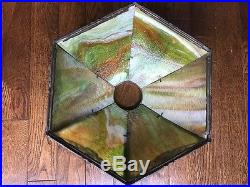 Slag glass arts crafts antique mission handel bradley hubbard era lamp nr