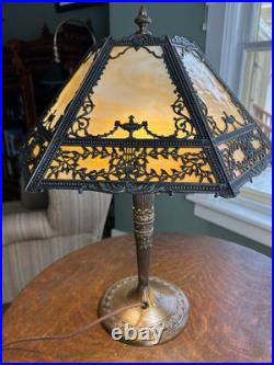 Slag glass lamp Bradley and Hubbard