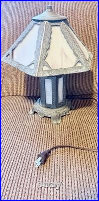 Slag glass lamp antique. 738 Slag glass lamp antique. 738