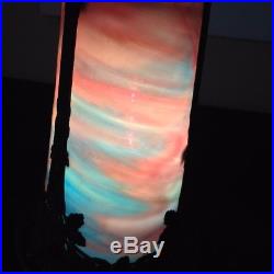 Slag glass lamp w lit base