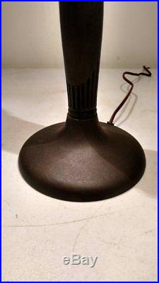 Spectacular Handel base lamp with Unusual Palm Design Shade/Slag Glass