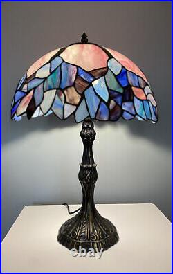 Stained Glass 21 Tiffany Style Table Lamp Blue Pink Purple Leaded Top Dent Note Stained Glass 21 Tiffany Style Table Lamp Blue Pink Purple Leaded Top Dent Note