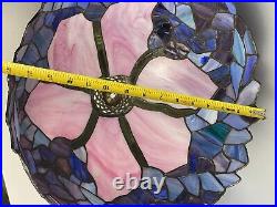 Stained Glass 21 Tiffany Style Table Lamp Blue Pink Purple Leaded Top Dent Note Stained Glass 21 Tiffany Style Table Lamp Blue Pink Purple Leaded Top Dent Note