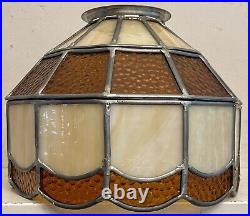 Stained Glass Lamp Shade 10x7.75 Tiffany Mission Style Slag Amber EUC