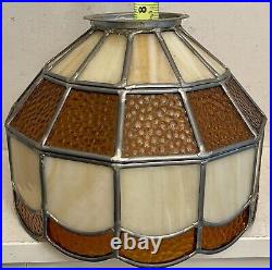 Stained Glass Lamp Shade 10x7.75 Tiffany Mission Style Slag Amber EUC