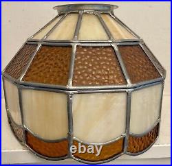 Stained Glass Lamp Shade 10x7.75 Tiffany Mission Style Slag Amber EUC