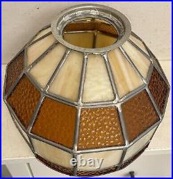 Stained Glass Lamp Shade 10x7.75 Tiffany Mission Style Slag Amber EUC