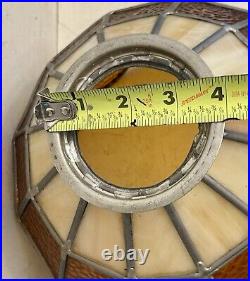Stained Glass Lamp Shade 10x7.75 Tiffany Mission Style Slag Amber EUC