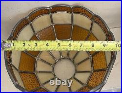 Stained Glass Lamp Shade 10x7.75 Tiffany Mission Style Slag Amber EUC