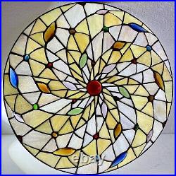 Stained Glass Lamp Shade 16x3.5 Tiffany Style Slag Pinwheel Swirl Design EUC