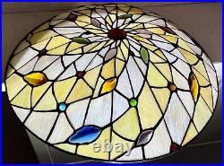 Stained Glass Lamp Shade 16x3.5 Tiffany Style Slag Pinwheel Swirl Design EUC