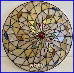 Stained Glass Lamp Shade 16x3.5 Tiffany Style Slag Pinwheel Swirl Design EUC