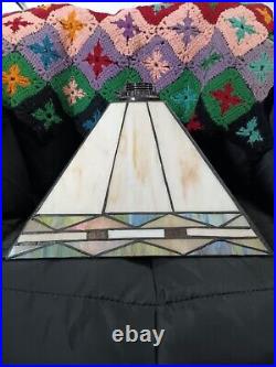 Stained Slag Glass Lamp Mission Frank Lloyd Wright Style Shade 10.5x10.5x6.5