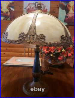 Stunning Antique 1920 Rainaud Caramel Slag Glass Table Lamp With Original Wiring
