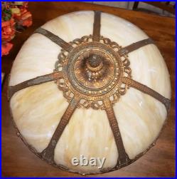 Stunning Antique 1920 Rainaud Caramel Slag Glass Table Lamp With Original Wiring