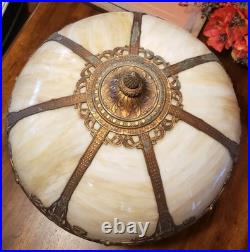 Stunning Antique 1920 Rainaud Caramel Slag Glass Table Lamp With Original Wiring