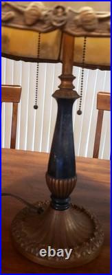 Stunning Antique 1920 Rainaud Caramel Slag Glass Table Lamp With Original Wiring