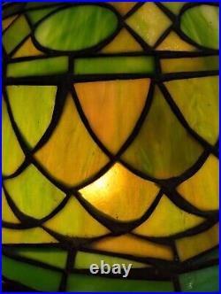 Stunning Green Stained Slag Glass Lamp Pears Tiffany Style 27 Tall Art Nouveau