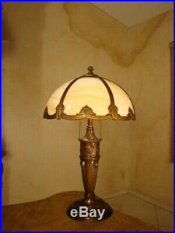Stunning Old Art Nouveau Slag Stained Glass Lamp