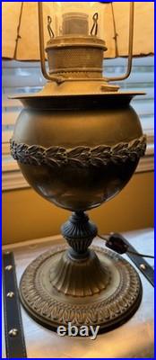 Stunning Paneled Slag Glass Antique Table Miller Lamp