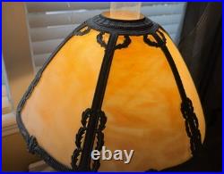 Stunning Paneled Slag Glass Antique Table Miller Lamp