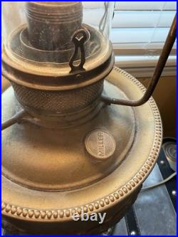 Stunning Paneled Slag Glass Antique Table Miller Lamp