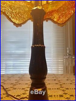 Stunning Signed Antique Miller M. L. CO Slag Glass Art Nouveau Lamp 12 panel