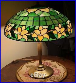 Suess Arts & Crafts Leaded Slag Stained Glass Floral Lamp Handel Duffner Era
