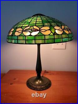 Suess Leaded Slag Stained Glass Floral Lamp Handel Duffner Tiffany Era