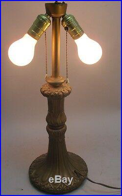 Superb Antique American ART NOUVEAU Slag Glass Lamp c. 1910 panel leaded